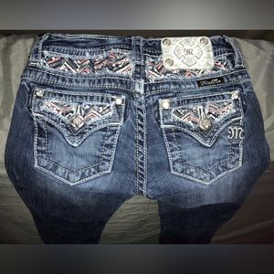 Miss Me Jeans. Pink, Silver, and White Pocket Detail. Girl’s Size 10. LIKE NEW.